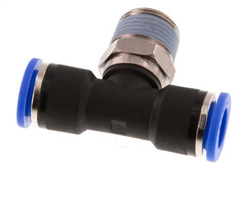 10mm x R3/8'' Inline-T-Stück Steckverschraubung mit Außengewinde Messing/PA 66 NBR drehbar