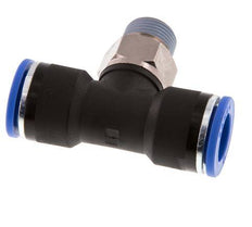 14mm x R3/8'' Inline-T-Stück Steckverschraubung mit Außengewinde Messing/PA 66 NBR drehbar