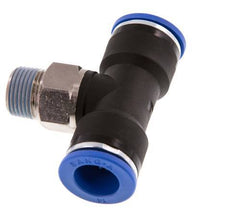 14mm x R3/8'' Inline-T-Stück Steckverschraubung mit Außengewinde Messing/PA 66 NBR drehbar