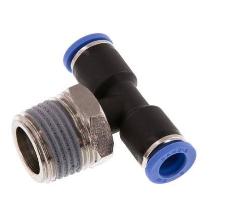 8mm x R1/2'' Inline T-Stück Steckverschraubung mit Außengewinde Messing/PA 66 NBR drehbar