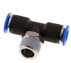 12mm x R1/2'' Inline-T-Stück Steckverschraubung mit Außengewinde Messing/PA 66 NBR drehbar