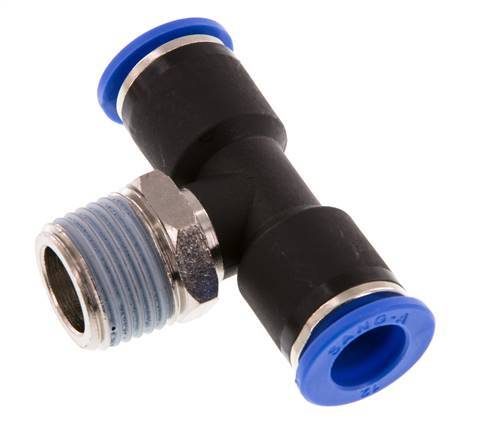 12mm x R1/2'' Inline-T-Stück Steckverschraubung mit Außengewinde Messing/PA 66 NBR drehbar