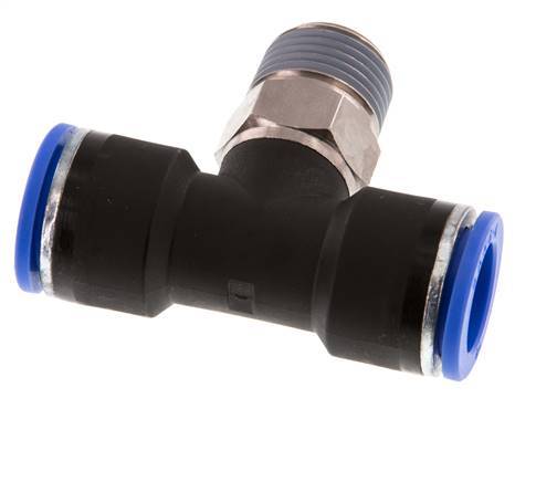 16mm x R1/2'' Inline Tee Push-in Fitting with Male Threads Brass/PA 66 NBR Rotatable