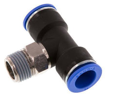 16mm x R1/2'' Inline-T-Stück Steckverschraubung mit Außengewinde Messing/PA 66 NBR drehbar