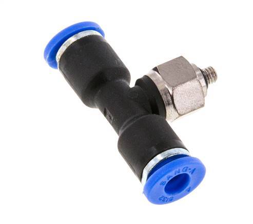 4mm x M 3 Inline T-Stück Steckverschraubung mit Außengewinde Stahl/PA 66 NBR drehbar [2 Stück]