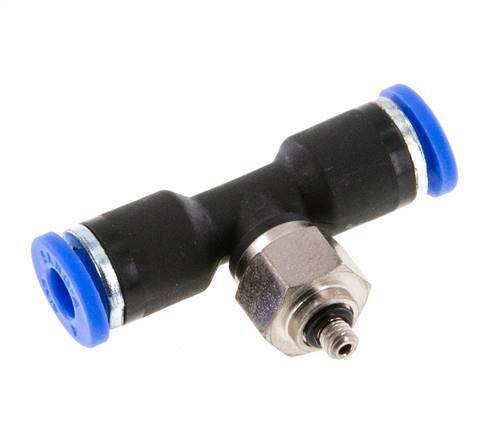 4mm x M 3 Inline T-Stück Steckverschraubung mit Außengewinde Stahl/PA 66 NBR drehbar [2 Stück]