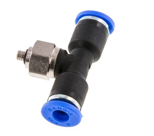 4mm x M 3 Inline T-Stück Steckverschraubung mit Außengewinde Stahl/PA 66 NBR drehbar [2 Stück]