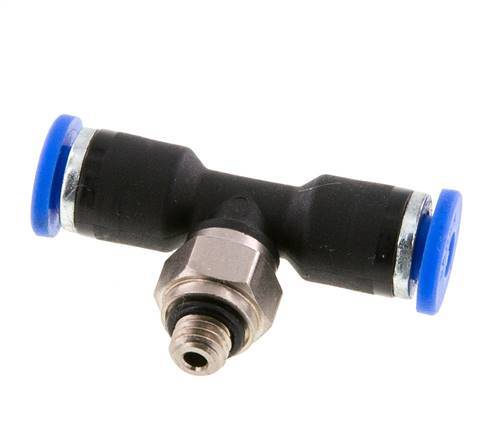 3mm x M 5 Inline T-Stück Steckverschraubung mit Außengewinde Messing/PA 66 NBR drehbar [2 Stück]