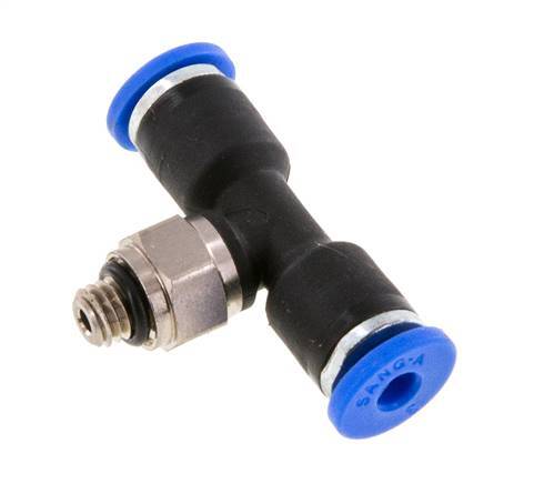 3mm x M 5 Inline T-Stück Steckverschraubung mit Außengewinde Messing/PA 66 NBR drehbar [2 Stück]