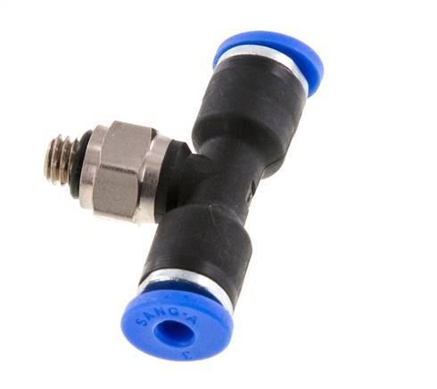 3mm x M 5 Inline T-Stück Steckverschraubung mit Außengewinde Messing/PA 66 NBR drehbar [2 Stück]