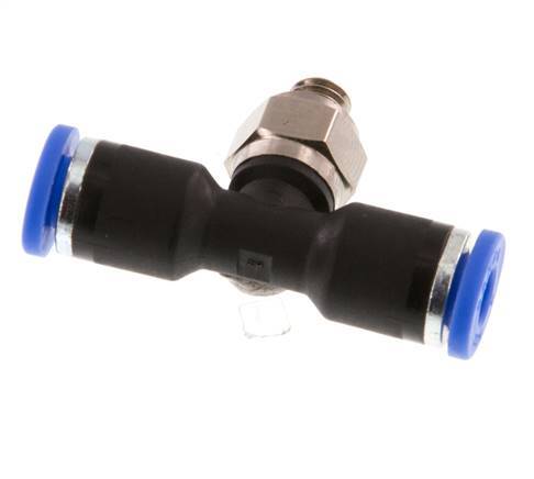 4mm x M 5 Inline T-Stück Steckverschraubung mit Außengewinde Messing/PA 66 NBR drehbar [2 Stück]