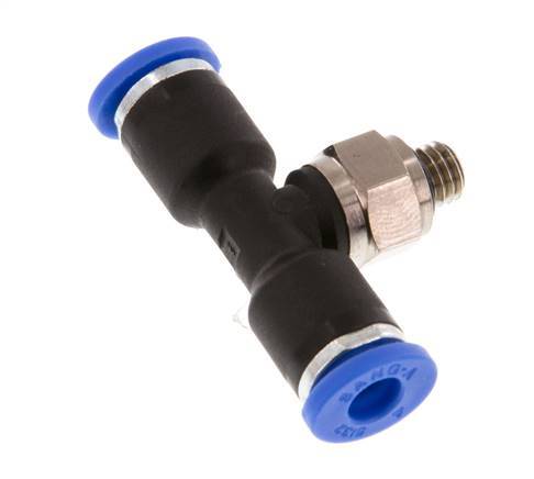 4mm x M 5 Inline T-Stück Steckverschraubung mit Außengewinde Messing/PA 66 NBR drehbar [2 Stück]