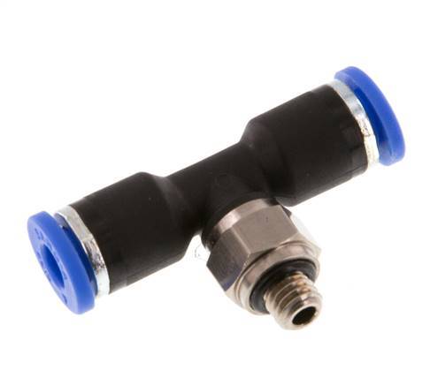 4mm x M 5 Inline T-Stück Steckverschraubung mit Außengewinde Messing/PA 66 NBR drehbar [2 Stück]