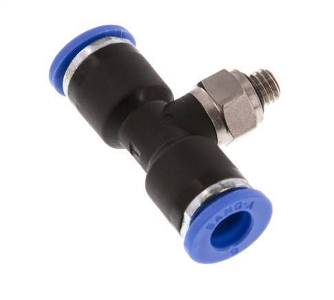 6mm x M 5 Inline T-Stück Steckverschraubung mit Außengewinde Messing/PA 66 NBR drehbar [2 Stück]