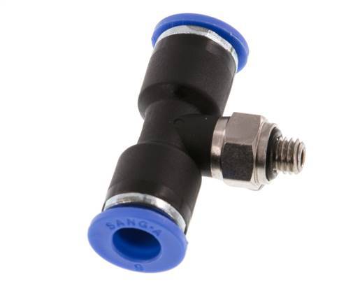 6mm x M 5 Inline T-Stück Steckverschraubung mit Außengewinde Messing/PA 66 NBR drehbar [2 Stück]