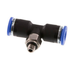 6mm x M 5 Inline T-Stück Steckverschraubung mit Außengewinde Messing/PA 66 NBR drehbar [2 Stück]