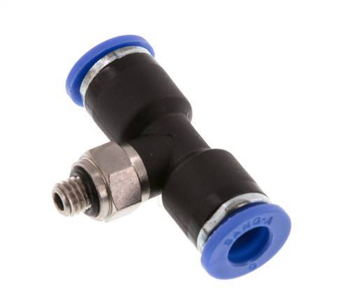 6mm x M 5 Inline T-Stück Steckverschraubung mit Außengewinde Messing/PA 66 NBR drehbar [2 Stück]