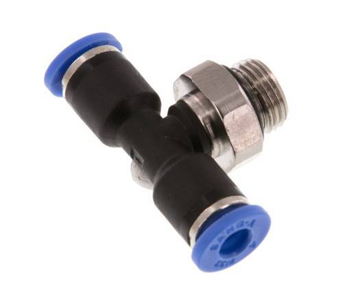 4mm x G1/8'' Inline Tee Push-in Fitting with Male Threads Brass/PA 66 NBR Rotatable [2 Pieces]