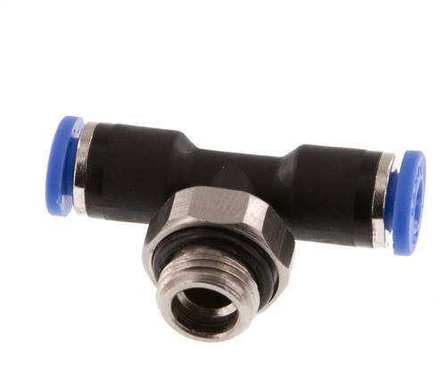 4mm x G1/8'' Inline T-Steckverschraubung mit Außengewinde Messing/PA 66 NBR drehbar [2 Stück]