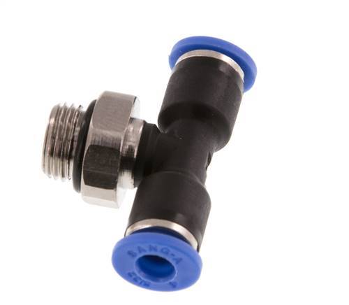 4mm x G1/8'' Inline T-Steckverschraubung mit Außengewinde Messing/PA 66 NBR drehbar [2 Stück]