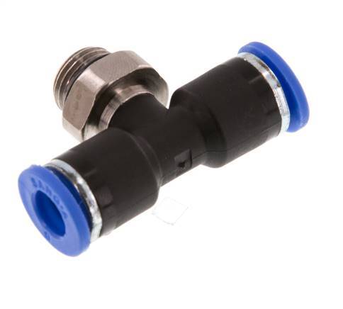 6mm x G1/8'' Inline Tee Push-in Fitting with Male Threads Brass/PA 66 NBR Rotatable [2 Pieces]