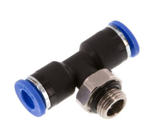 6mm x G1/8'' Inline Tee Push-in Fitting with Male Threads Brass/PA 66 NBR Rotatable [2 Pieces]