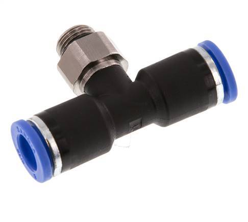 8mm x G1/8'' Inline T-Steckverschraubung mit Außengewinde Messing/PA 66 NBR drehbar [2 Stück]