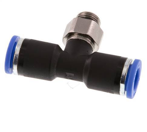 8mm x G1/8'' Inline Tee Push-in Fitting with Male Threads Brass/PA 66 NBR Rotatable [2 Pieces]