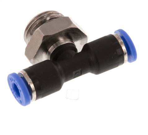 4mm x G1/4'' Inline T-Stück Steckverschraubung mit Außengewinde Messing/PA 66 NBR drehbar [2 Stück]