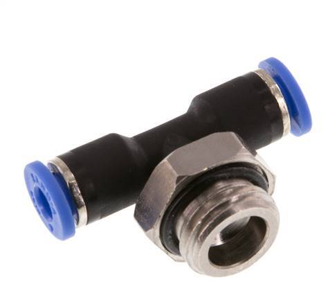 4mm x G1/4'' Inline T-Stück Steckverschraubung mit Außengewinde Messing/PA 66 NBR drehbar [2 Stück]