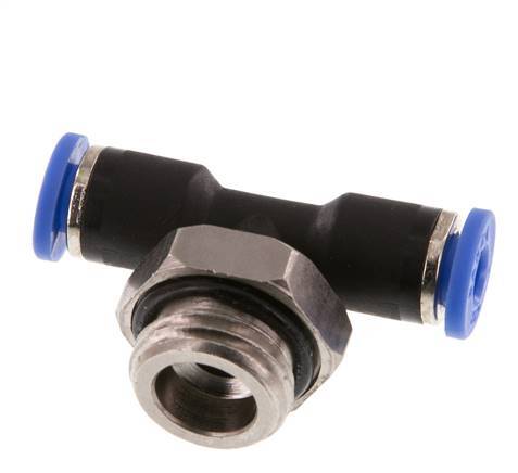 4mm x G1/4'' Inline T-Stück Steckverschraubung mit Außengewinde Messing/PA 66 NBR drehbar [2 Stück]
