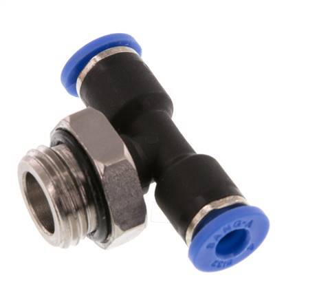 4mm x G1/4'' Inline T-Stück Steckverschraubung mit Außengewinde Messing/PA 66 NBR drehbar [2 Stück]