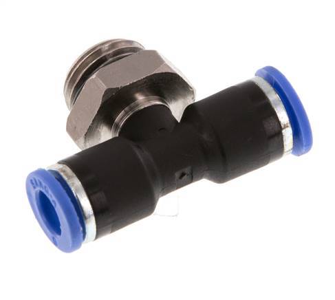 6mm x G1/4'' Inline T-Stück Steckverschraubung mit Außengewinde Messing/PA 66 NBR drehbar [2 Stück]