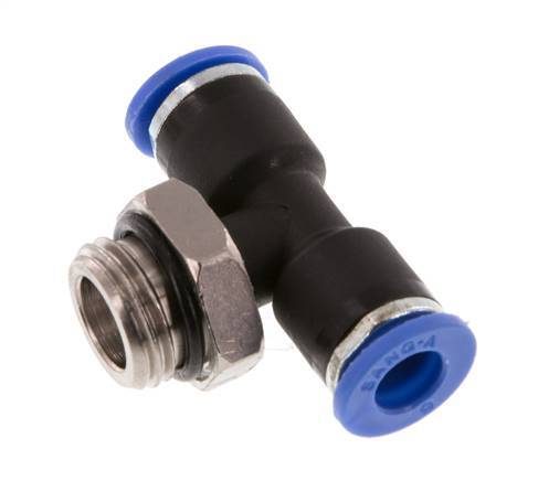 6mm x G1/4'' Inline T-Stück Steckverschraubung mit Außengewinde Messing/PA 66 NBR drehbar [2 Stück]