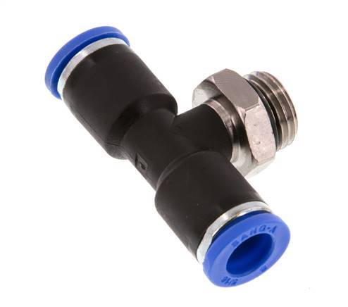 8mm x G1/4'' Inline Tee Push-in Fitting with Male Threads Brass/PA 66 NBR Rotatable [2 Pieces]