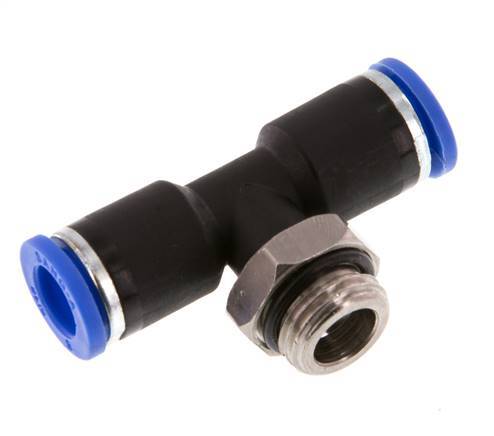 8mm x G1/4'' Inline T-Steckverschraubung mit Außengewinde Messing/PA 66 NBR drehbar [2 Stück]