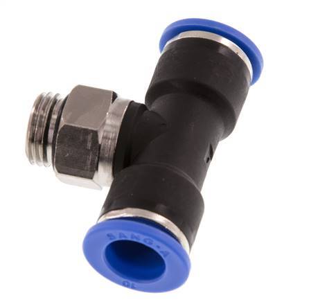 10mm x G1/4'' Inline T-Stück Steckverschraubung mit Außengewinde Messing/PA 66 NBR drehbar