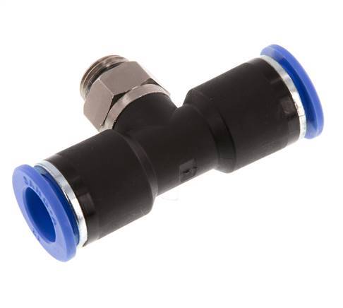 12mm x G1/4'' Inline Tee Push-in Fitting with Male Threads Brass/PA 66 NBR Rotatable