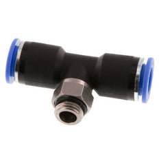 12mm x G1/4'' Inline T-Stück Steckverschraubung mit Außengewinde Messing/PA 66 NBR drehbar