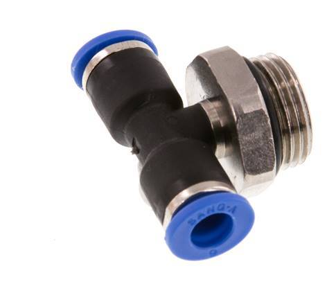 6mm x G3/8'' Inline T-Steckverschraubung mit Außengewinde Messing/PA 66 NBR drehbar [2 Stück]
