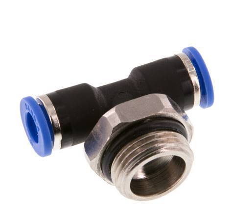 6mm x G3/8'' Inline T-Steckverschraubung mit Außengewinde Messing/PA 66 NBR drehbar [2 Stück]