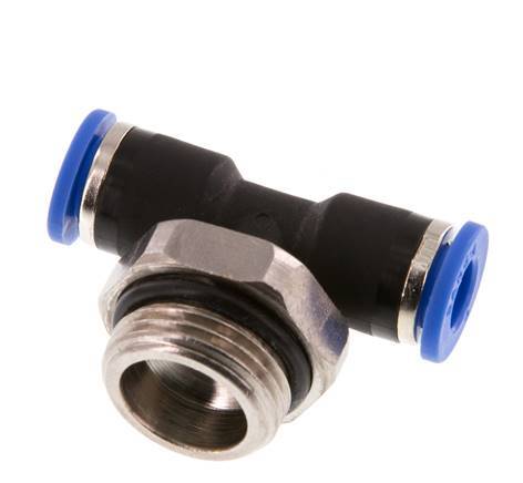 6mm x G3/8'' Inline T-Steckverschraubung mit Außengewinde Messing/PA 66 NBR drehbar [2 Stück]