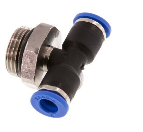 6mm x G3/8'' Inline T-Steckverschraubung mit Außengewinde Messing/PA 66 NBR drehbar [2 Stück]
