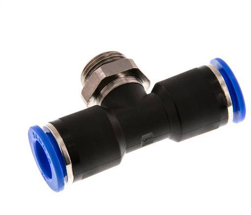 12mm x G3/8'' Inline-T-Stück Steckverschraubung mit Außengewinde Messing/PA 66 NBR drehbar