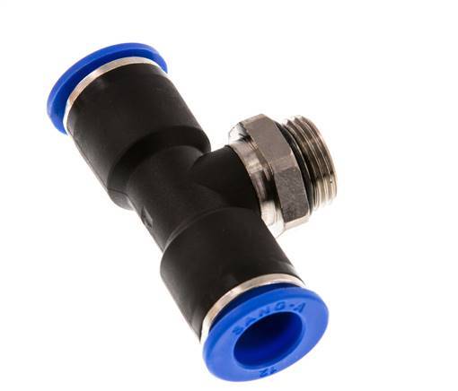 12mm x G3/8'' Inline-T-Stück Steckverschraubung mit Außengewinde Messing/PA 66 NBR drehbar