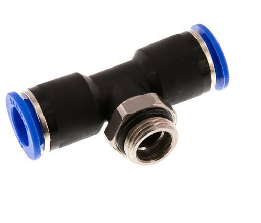 12mm x G3/8'' Inline-T-Stück Steckverschraubung mit Außengewinde Messing/PA 66 NBR drehbar