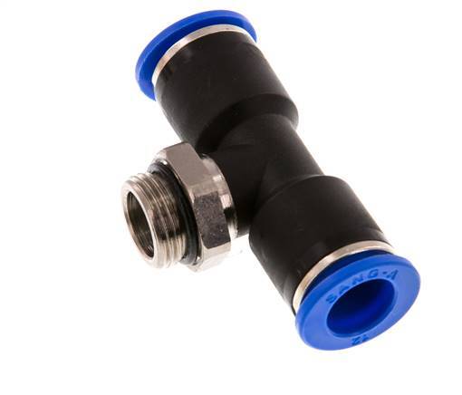 12mm x G3/8'' Inline-T-Stück Steckverschraubung mit Außengewinde Messing/PA 66 NBR drehbar