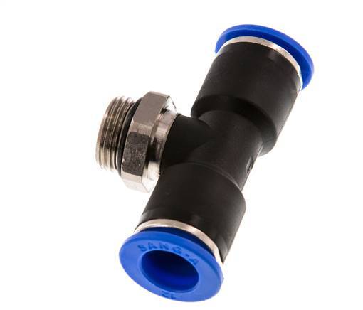 12mm x G3/8'' Inline-T-Stück Steckverschraubung mit Außengewinde Messing/PA 66 NBR drehbar