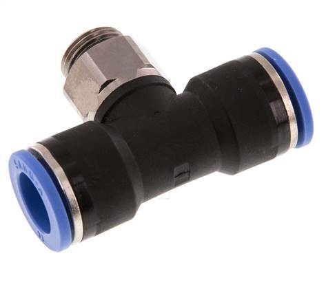 14mm x G3/8'' Inline Tee Push-in Fitting with Male Threads Brass/PA 66 NBR Rotatable