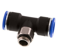 16mm x G3/8'' Inline-T-Stück Steckverschraubung mit Außengewinde Messing/PA 66 NBR drehbar